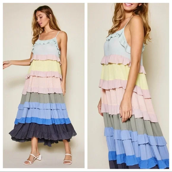 The Most Fabulous Sleeveless Multi Color Boho Maxi Dress! - Picture 3 of 4